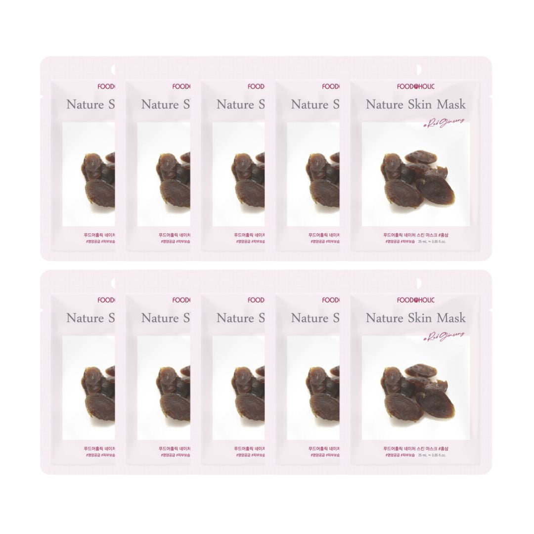 Foodaholic Nature Skin Mask Red ginseng (10 PCS) - Miessential