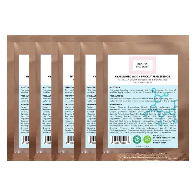 Beauty Factory Hyaluronic Acid + Prickly Pear Seed Oil Mask(5 PCS) - Miessential